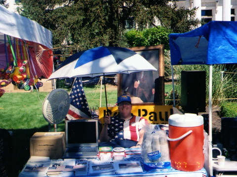 David Edward Garber in 2007 staffing a Ron Paul 2008 booth.