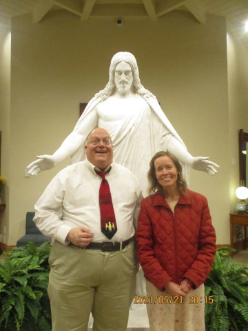 David Edward Garber in 2021 with his fiancee Emily Marjean Eliason at the Provo City Center Temple.