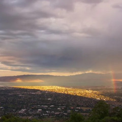 Orem at sunrise seen from a mountainside vista.