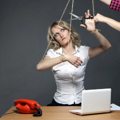 A businesswoman cutting her regulatory strings.