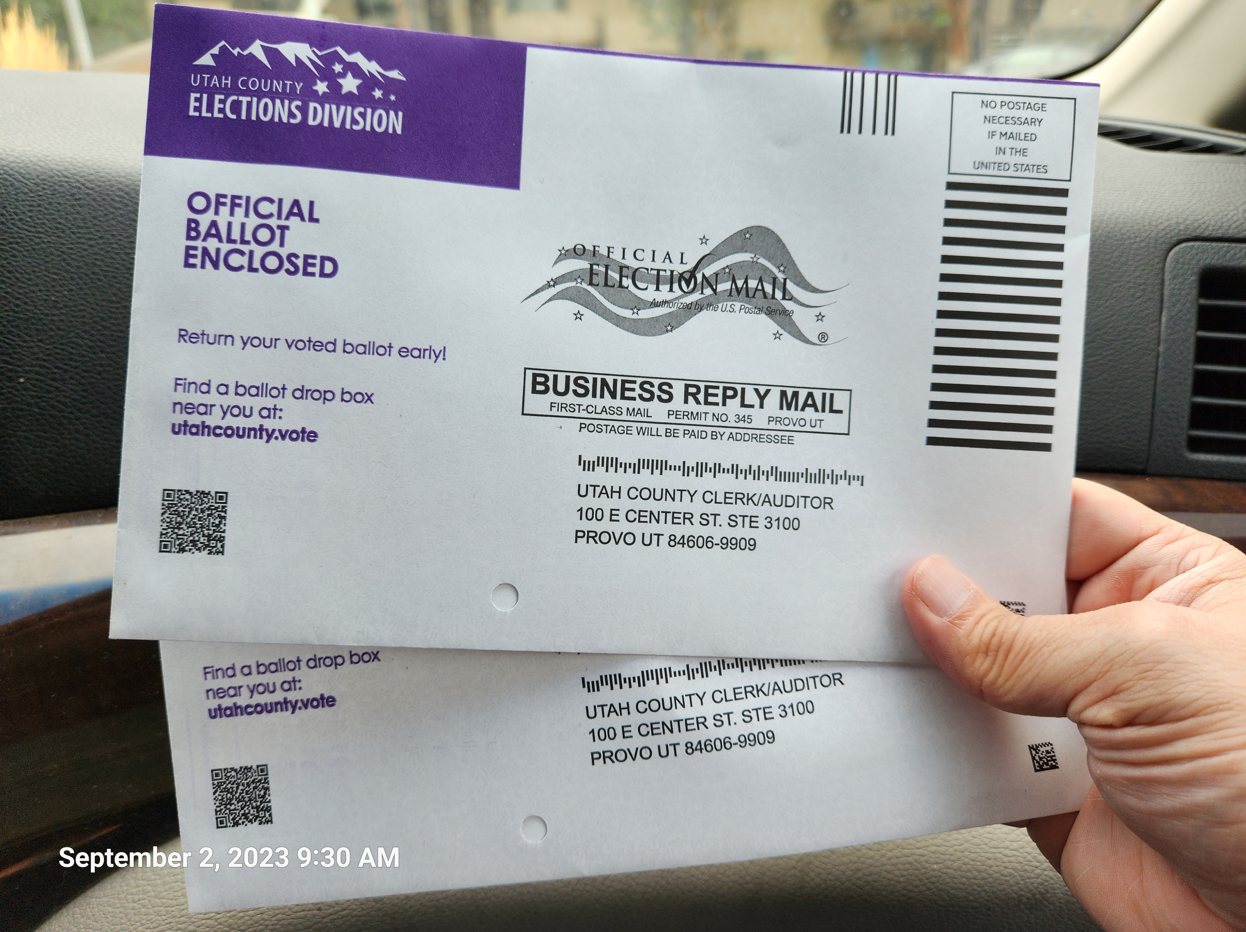Utah primary election 2023 mail-In ballots.